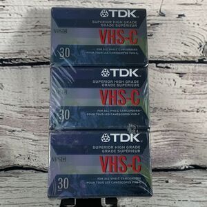 TDK VHS-C Blank Camcorder‎ Tapes Superior High Grade 30 Min Sealed 3-Pack
